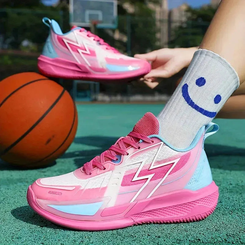 Tênis de Basquete USE0938: Rosa e Amarelo - Amortecimento e Estilo - Use Conforto