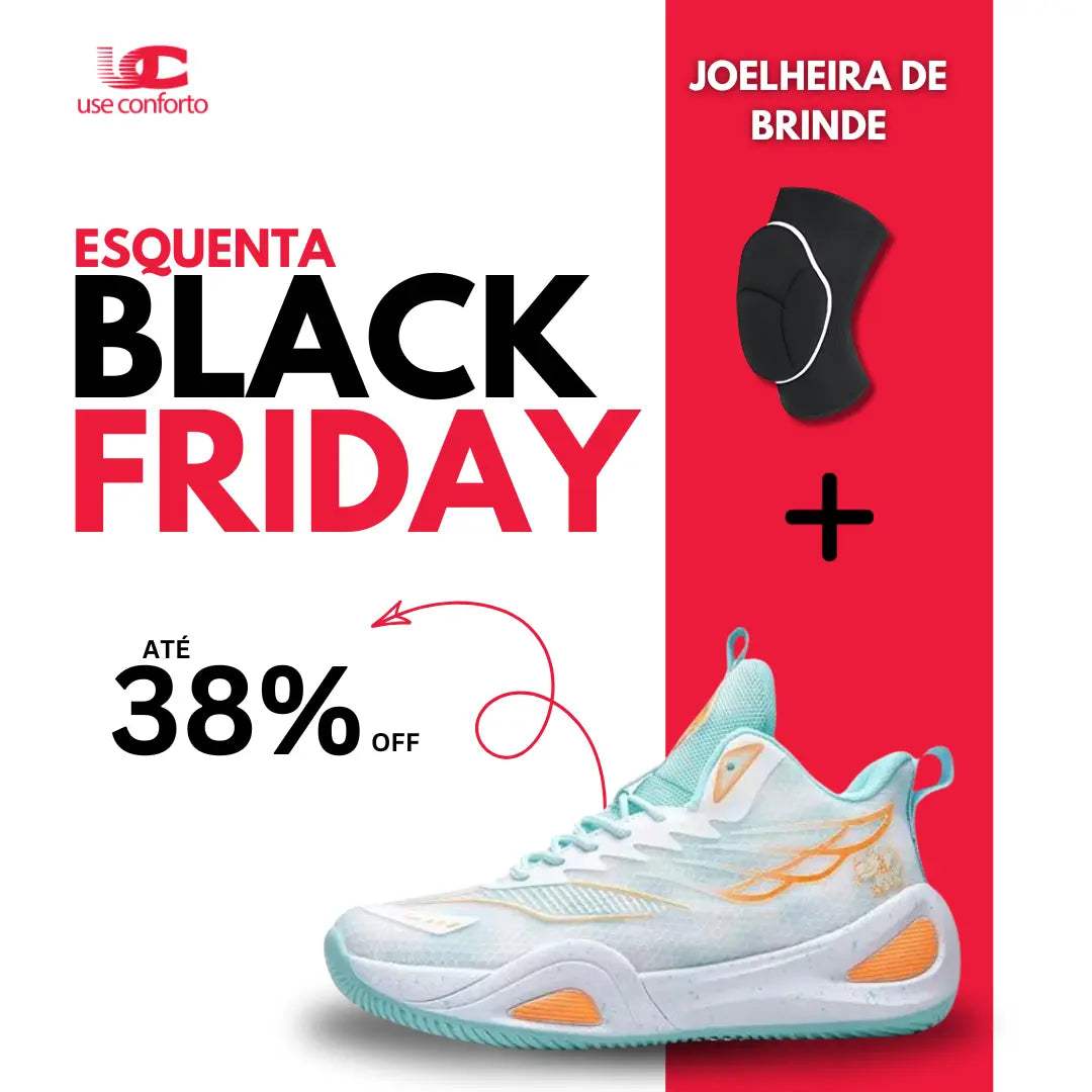 Antecipa Black - Tênis de Vôlei e Basquete USE0756 + Joelheira de Brinde