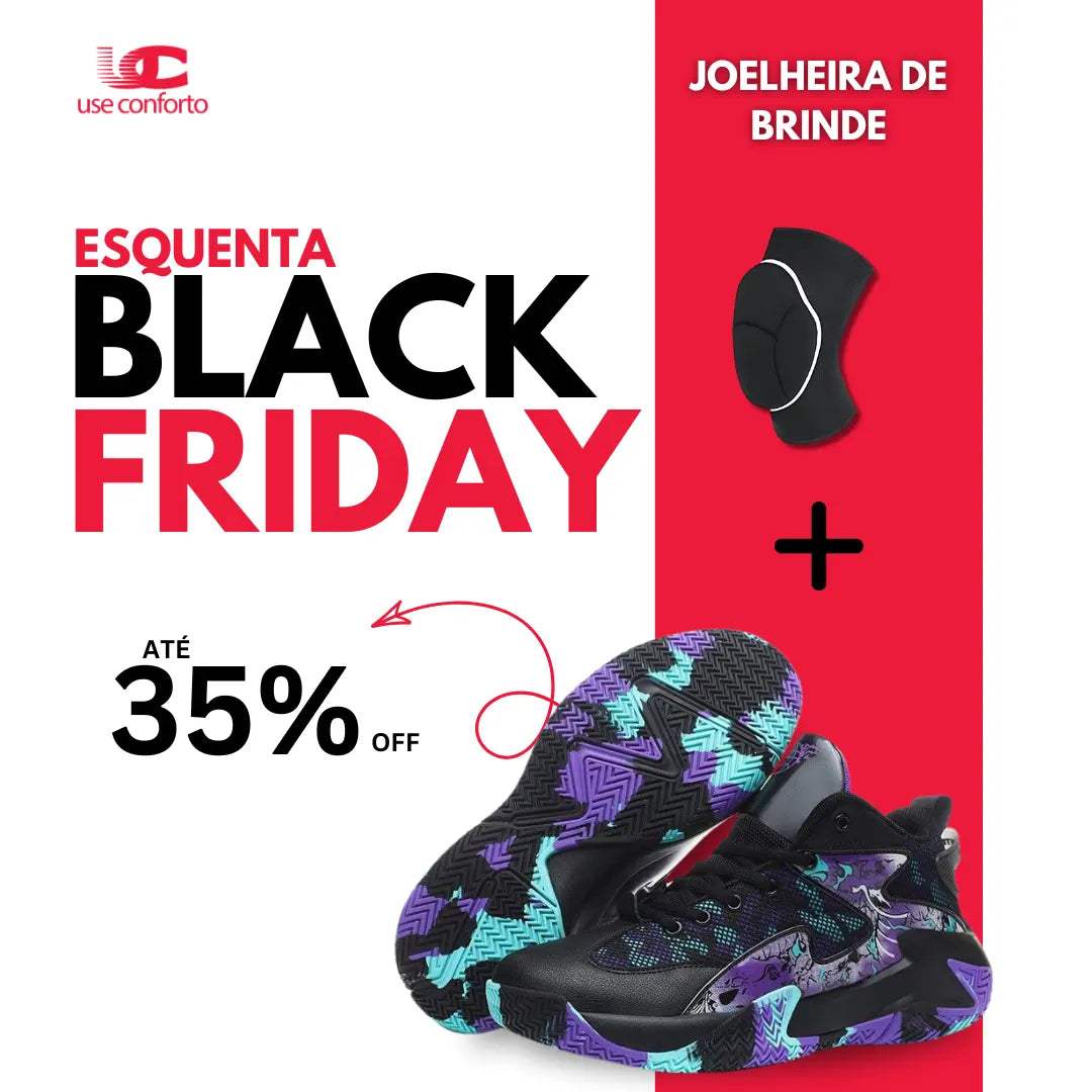 Antecipa Black - Tênis de Vôlei e Basquete USE0327+ Joelheira de Brinde